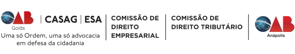 Marcas institucionais da OAB Goiás, CASAG, ESA, Comissão de Direito Empresarial, Comissão de Direito Tributário e OAB Anápolis